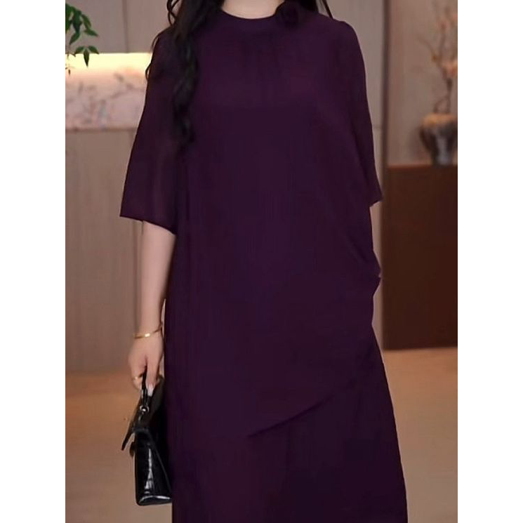 2026夏季新款大码女装气质宽松显瘦遮肉礼服裙子高级轻羽丝连衣裙