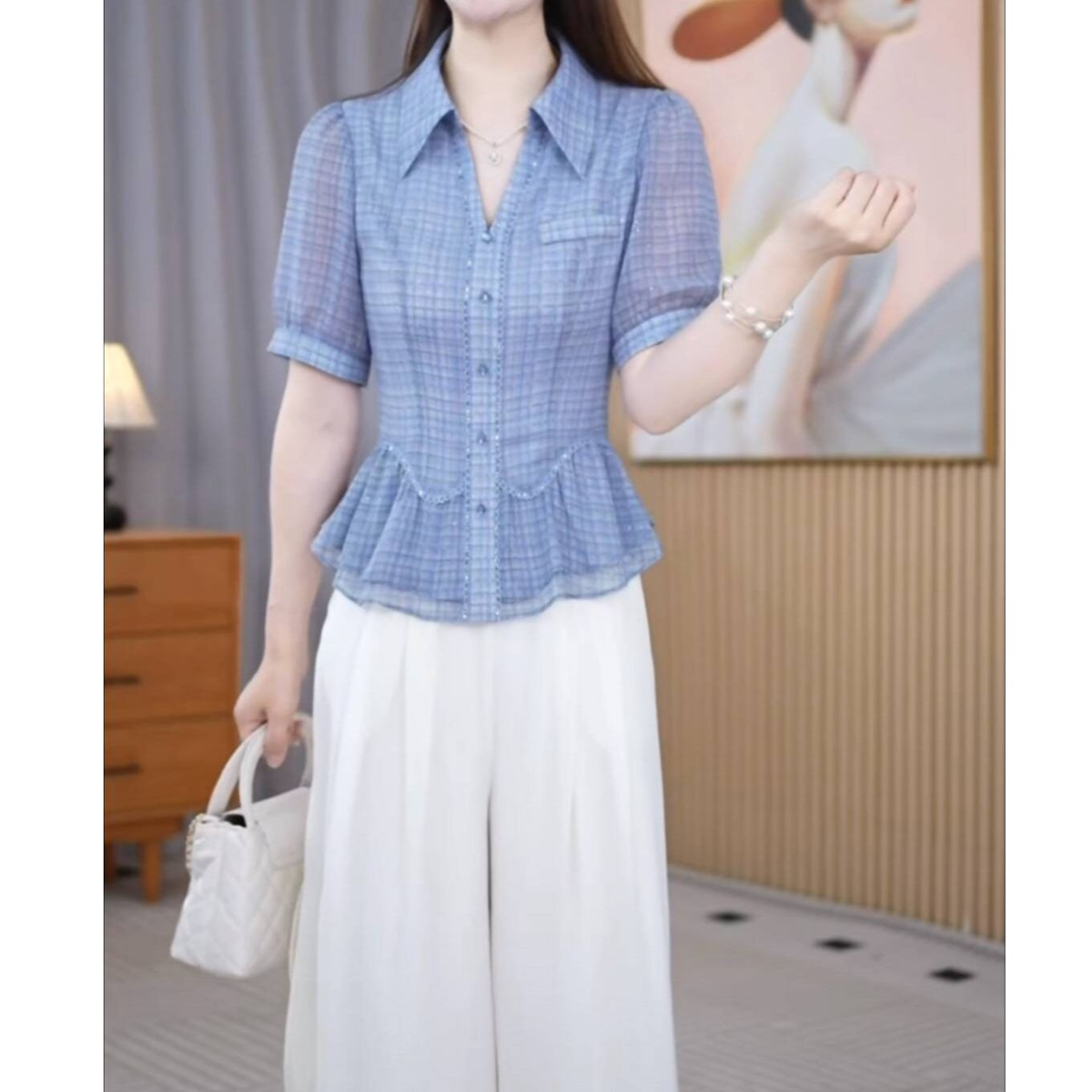 2026年新款设计感休闲气质修身显瘦高端时尚上衣+裤子两件套装M-4