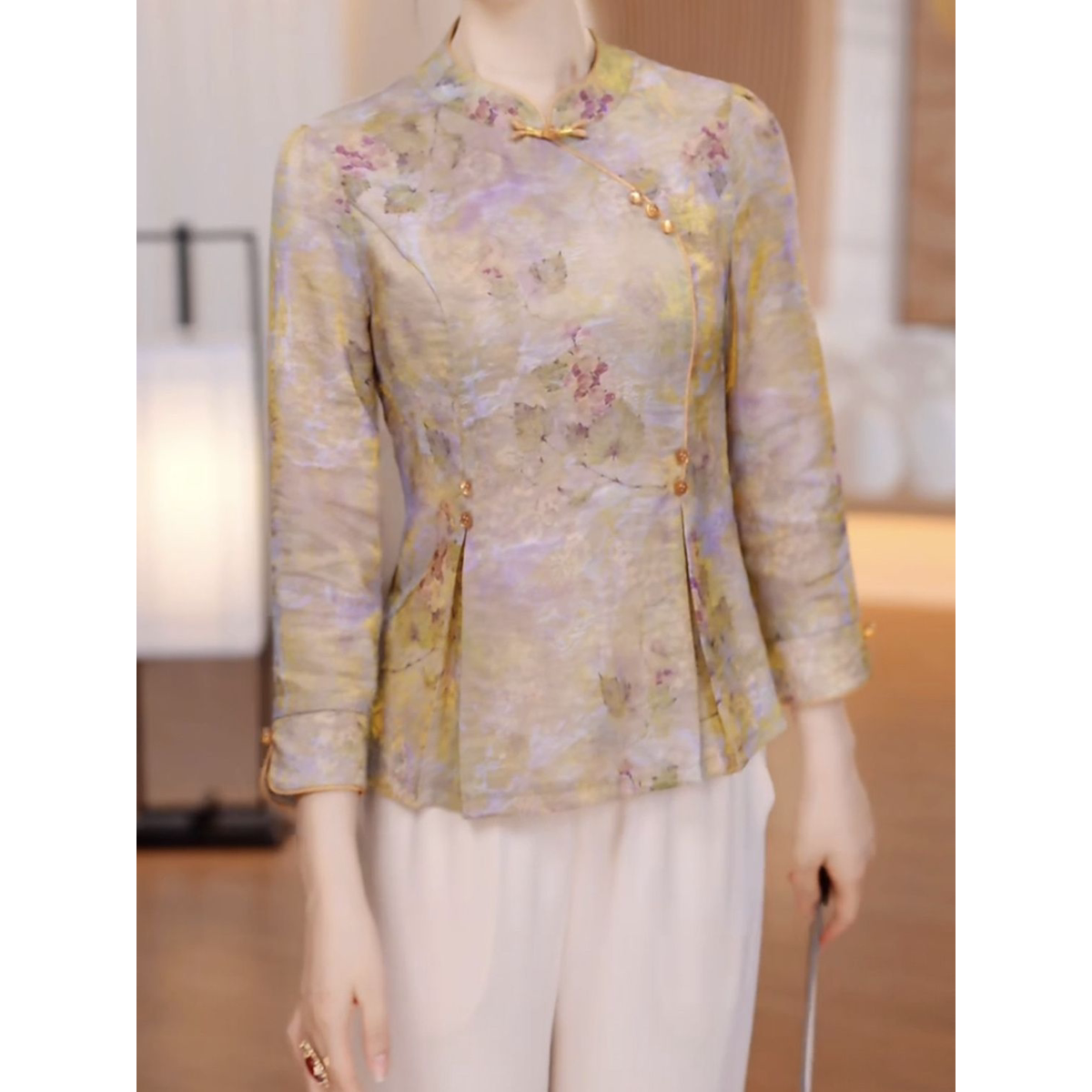 2026夏新款国风气质阔太太时尚套装高级浮光锦刺绣上衣+裤子套装