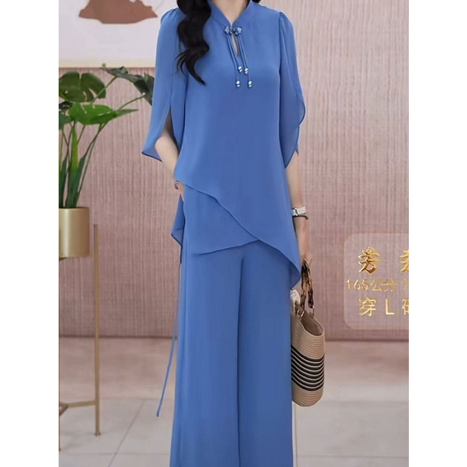 2026夏季新款时尚高档减龄显瘦洋气套装高级珍珠纱两件套上衣裤子