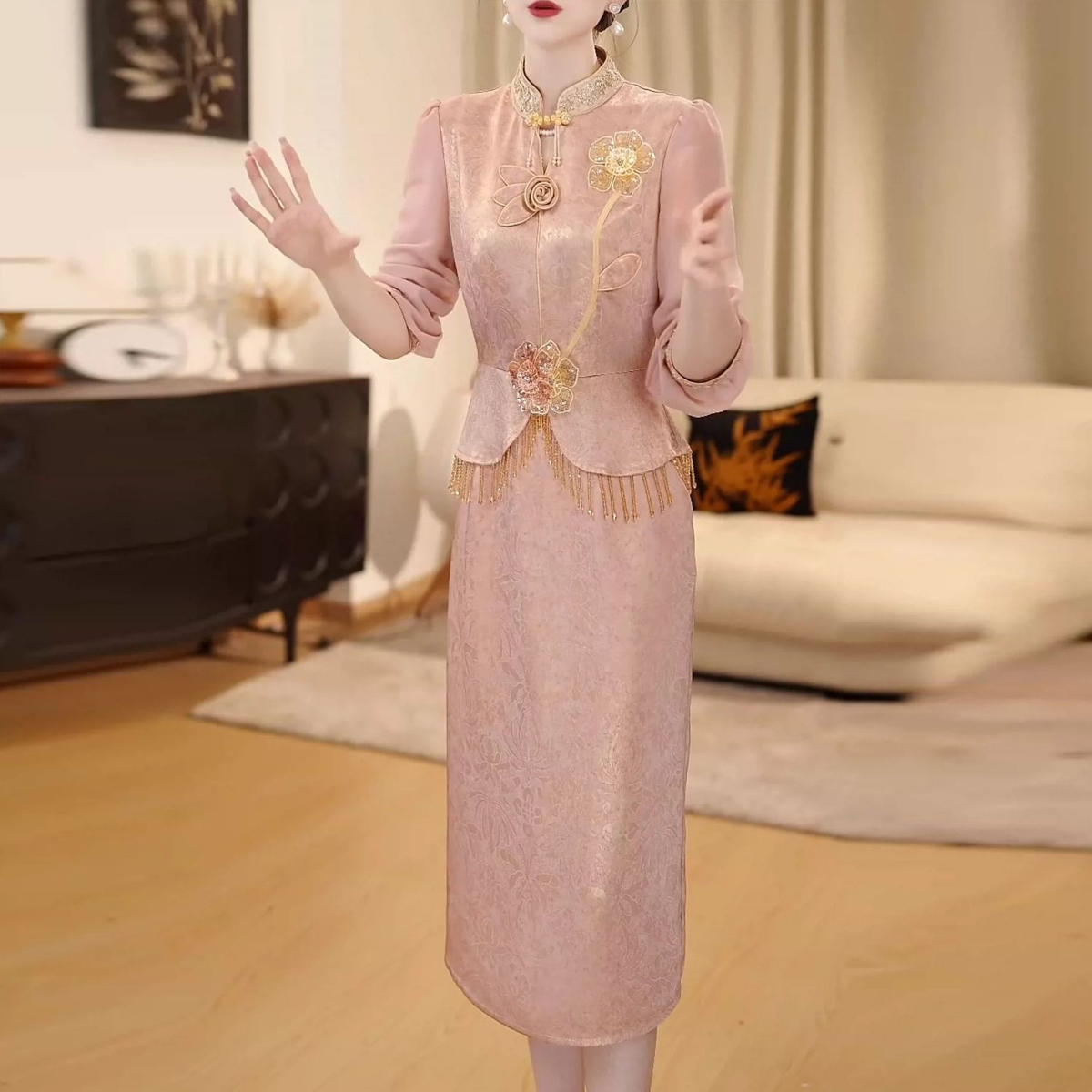 2026新款女春夏季喜婆婆婚宴装妈妈礼服新中式国风改良旗袍连衣裙