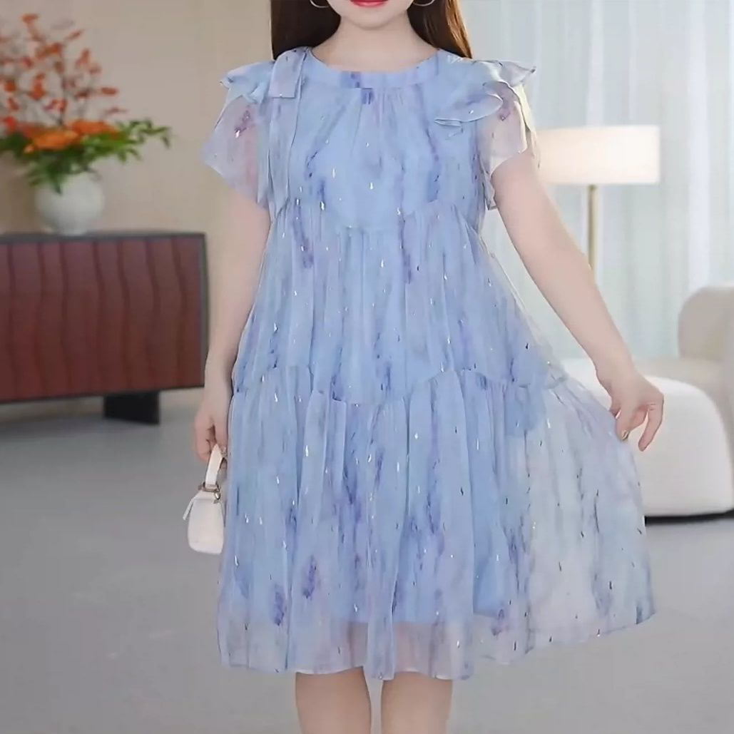 2026夏季新款短袖连衣裙女今年流行爆款洋气妈妈宽松阔版显瘦裙子