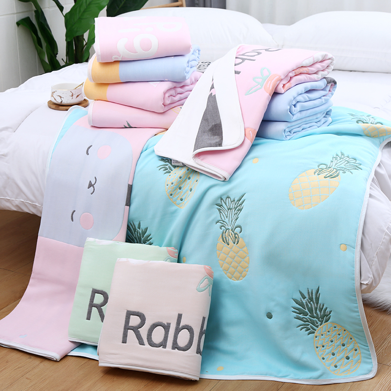 秋冬新款纯棉8层纱布童被婴儿浴巾宝宝抱被儿童盖毯加厚被子包邮
