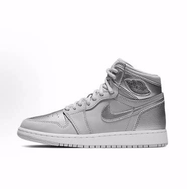 Jordan Air Jordan 1 High 减震耐磨 高帮 儿童篮球鞋 灰银