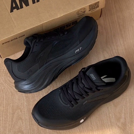 Anta安踏 旅步PG7 缓震透气 低帮 休闲跑步鞋 男款 基础黑