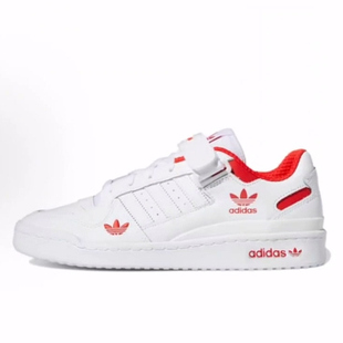 Low 皮革 低帮 adidas 男女同款 FORUM 板鞋 白红 originals