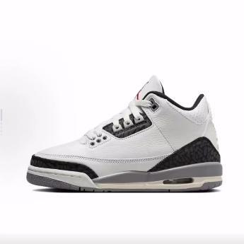Jordan Air Jordan 3 皮革 耐磨 中帮 儿童篮球鞋 白色