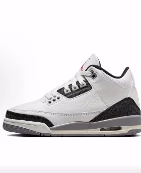 Jordan Air Jordan 3 皮革 耐磨 中帮 儿童篮球鞋 白色