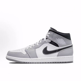 Jordan Air Jordan 1 Mid 中帮 复古篮球鞋 男款 灰白黑