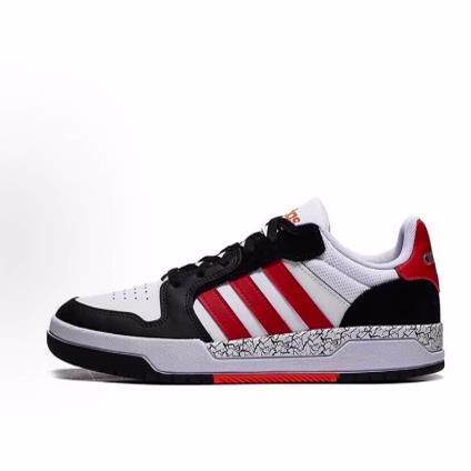 adidas neo Entrap 合成革 耐磨 低帮 板鞋 男款 白黑红