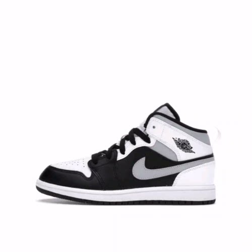 Jordan Air Jordan 1 Mid 耐磨 中帮 复古篮球鞋 黑白灰 中小童
