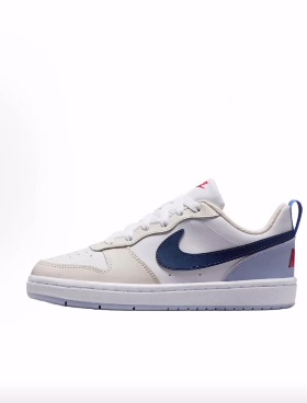 Nike Court Borough   耐磨 低帮 儿童板鞋 白色/蓝色