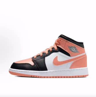 Jordan Air Jordan 1 Mid 耐磨减震 中帮 儿童篮球鞋 黑白粉