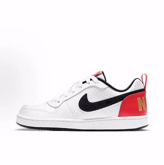 Nike Court Borough Low 休闲 低帮 儿童板鞋 黑白红