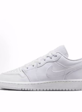 Jordan Air Jordan 1舒适百搭 减震耐磨 低帮 儿童篮球鞋 白色
