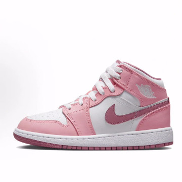 Jordan Air Jordan 1 Mid  减震耐磨 中帮 复古篮球鞋 粉白