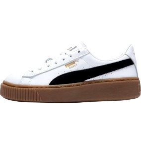 PUMA BASKET PLATFORM L 防滑耐磨 低帮 板鞋 女款 白色