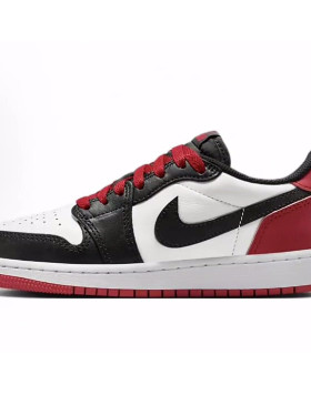 Jordan Air Jordan 1 皮革 舒适 耐磨 低帮 儿童篮球鞋 红黑