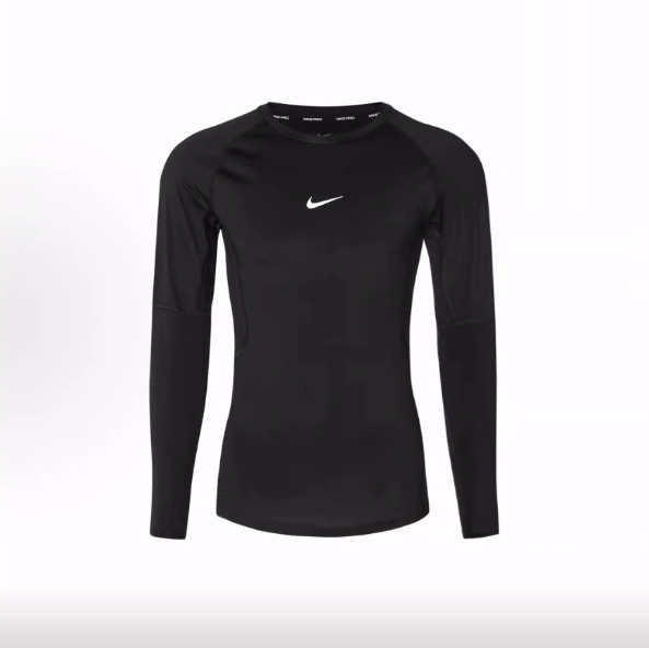 Nike Dri-Fit Logo徽标印花圆领紧身长袖 美式复古T恤 男款