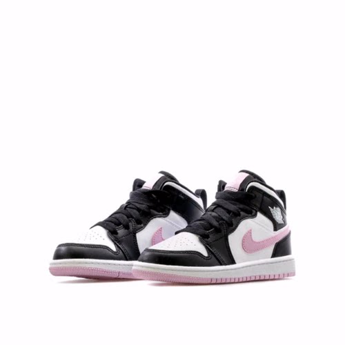 Jordan Air Jordan 1 Mid BP 中帮 儿童篮球鞋 黑白粉 中小童