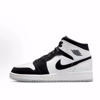 Air Jordan 1 Mid SE 耐磨 中帮 儿童篮球鞋 黑白