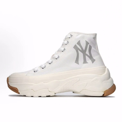 MLB Chunky High 系带 防滑耐磨 高帮 帆布鞋 男女同款 白