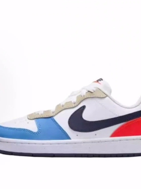 Nike Court Borough 时尚系列 舒适低帮 儿童板鞋 白蓝色