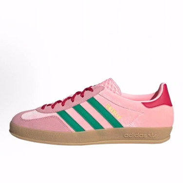 adidas originals GAZELLE INDOOR  耐磨 低帮 板鞋 女款 粉绿色
