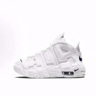 Nike Air More Uptempo  减震耐磨 中帮 儿童篮球鞋 白色 中小童