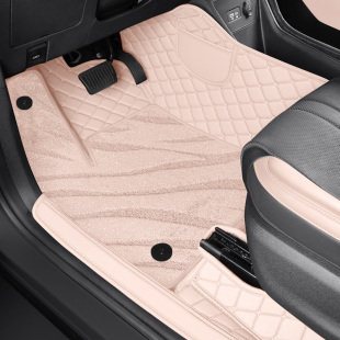 比亚迪海鸥专车专用皮革脚垫菱格纹全包围星空毯黑粉色汽车地垫