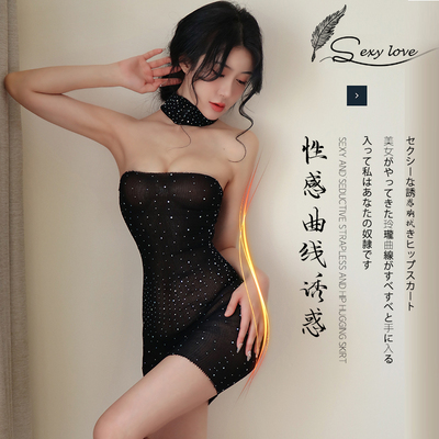 黑色性感包臀烫钻网衣