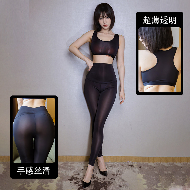 透明丝滑高腰丝滑瑜伽套装