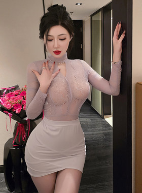 蕾丝女秘书制服包臀裙