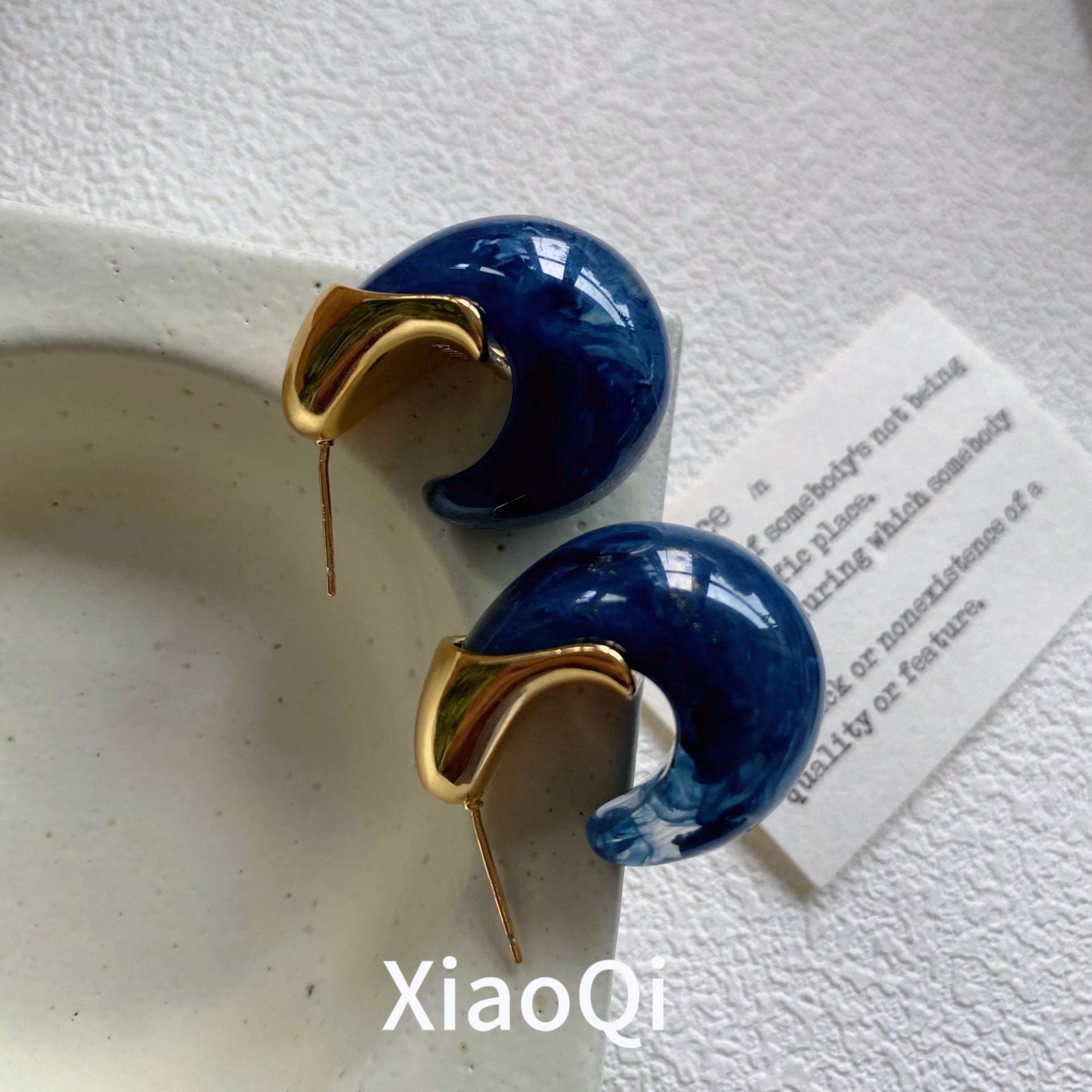 树脂U形耳环女古力娜扎同款轻奢耳环
