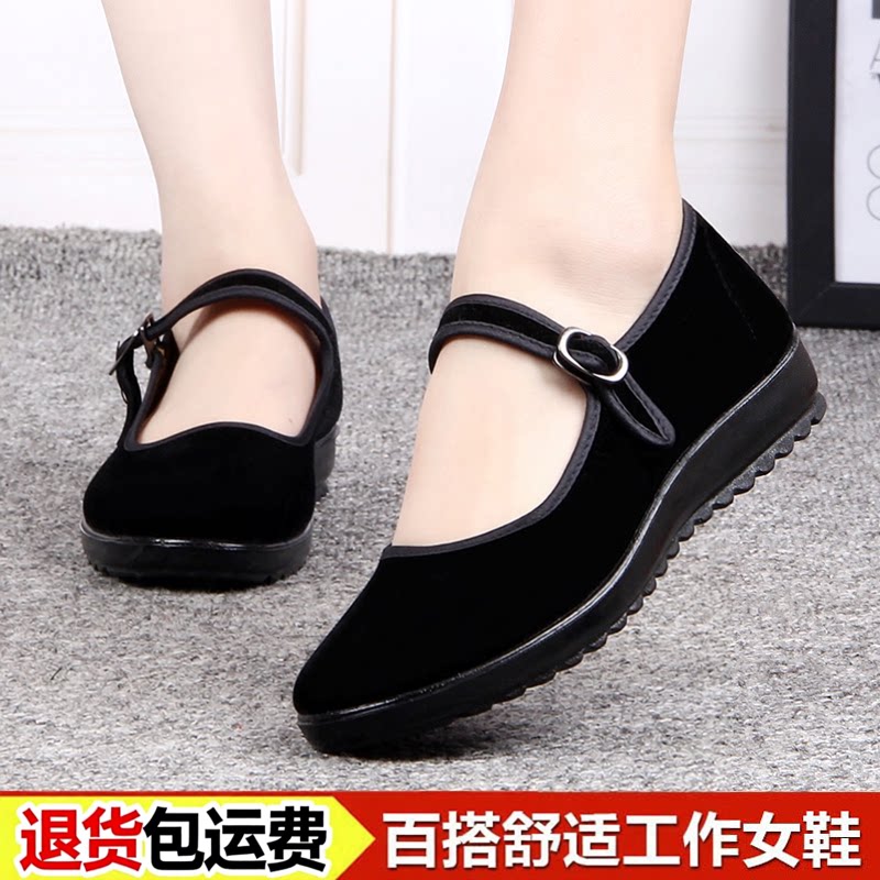 女士老北京布鞋官方鞋黑平绒凉鞋图片