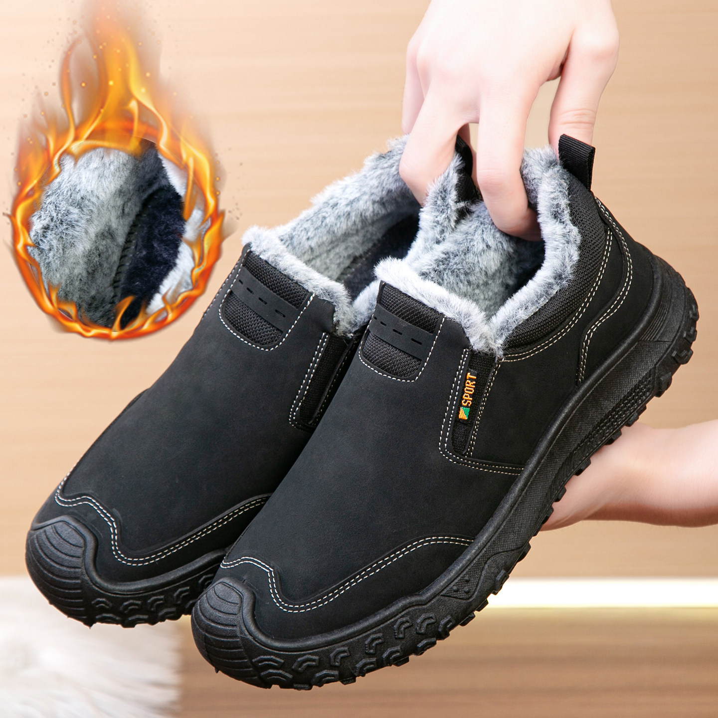 老北京棉鞋男士冬季加绒保暖健步鞋软底防滑老人鞋中老年爸爸棉靴,流行男鞋,高帮鞋,淘宝优惠券,粉丝福利购,淘宝优惠卷