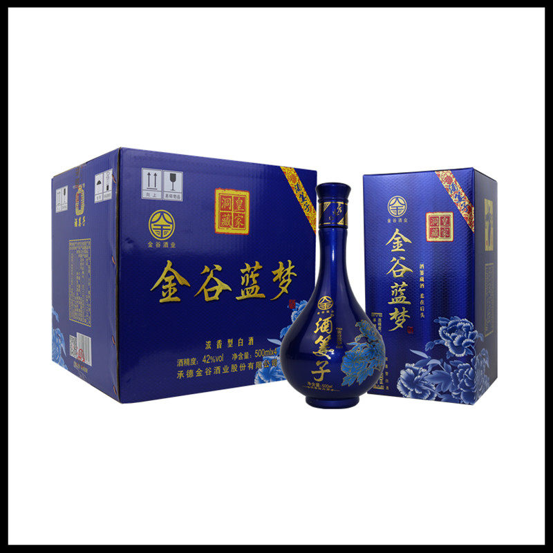 河北承德酒篓子5种粮食酿造白酒金谷蓝梦浓香型42度500mlx4瓶整箱