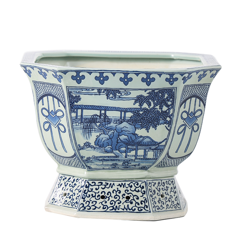 帛画陶瓷景德镇客厅花盆仿古中式