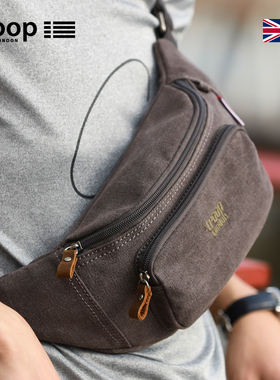 Troop男帆布腰包男挎包胸包男复古手机男士腰包女运动斜挎帆布包