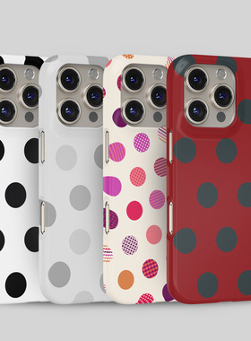 时尚波点简约iPhone17Promax手机壳12红色15Pro白色苹果半包13硬壳11女14Pro不褪色菲林硬壳