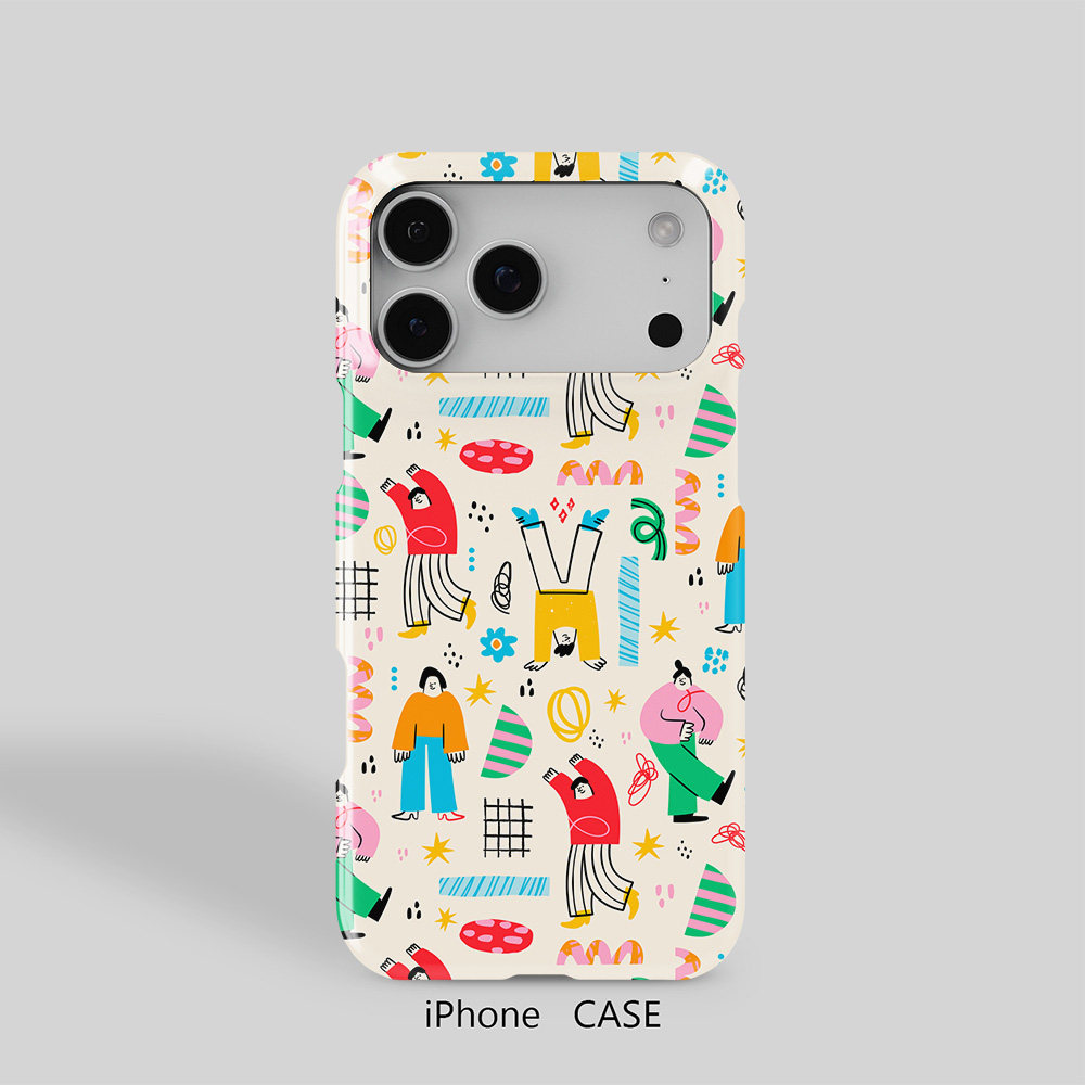 抽象人物涂鸦几何倒立适用于iPhone17Promax轻薄16适用于15苹果14手机壳13不掉色12环保硬壳散热半包保护壳