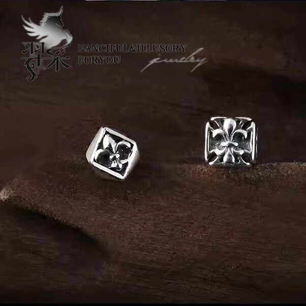 纯银耳钉气质复古哥特符号银饰