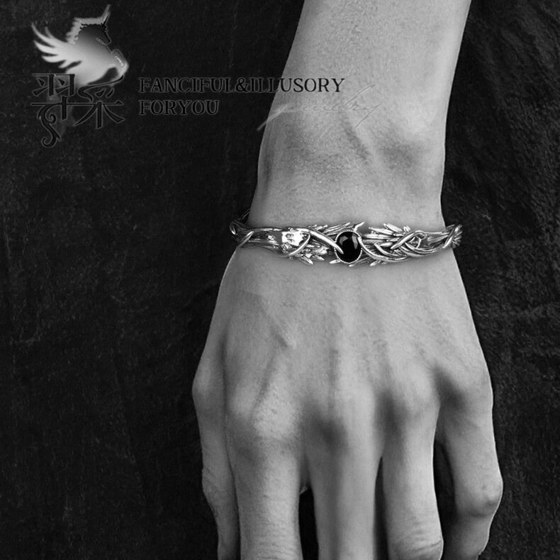 羿采S925纯银自由之翼手镯男女个性潮人高级感天使恶魔翅膀手镯