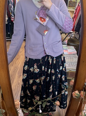 日本购回 pink house 副牌WW紫色外套金子功半身裙古着