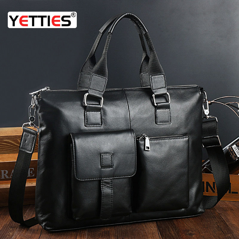 男士手提包大容量商务真皮公文包通勤男包多口袋高档办公包出差包