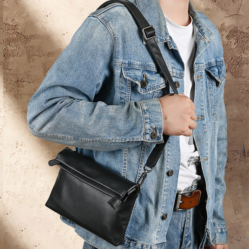 简约通勤斜挎手机包男迷你小包包纳帕牛皮小挎包散步单肩包手拿包