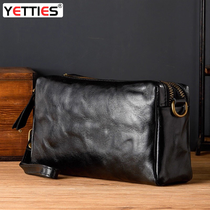 男士休闲时尚单肩斜挎小包手工原创真皮手包头层牛皮多功能手机包