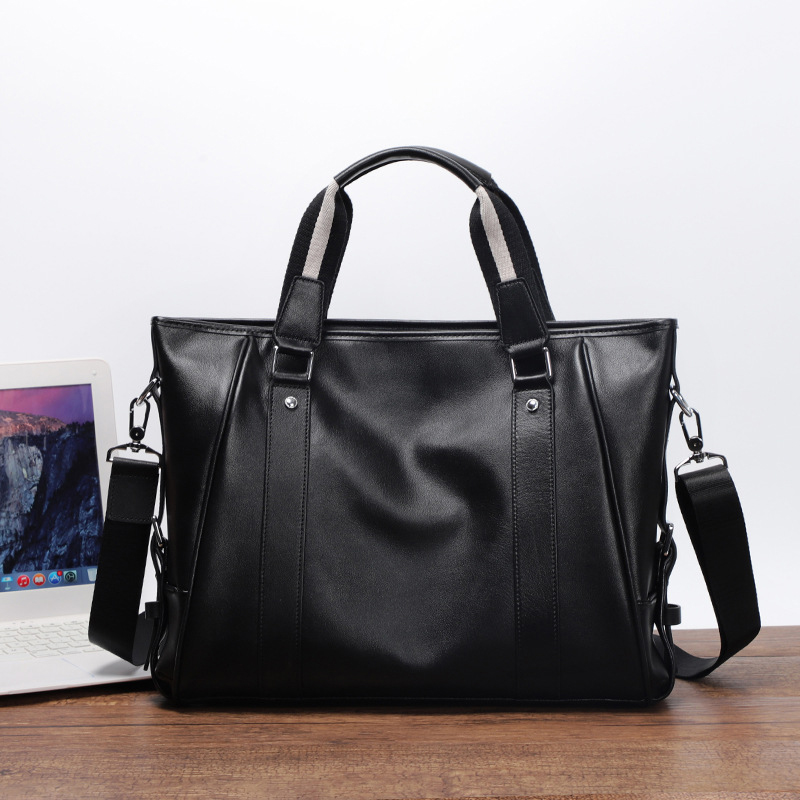 雅特仕软牛皮撞色手提包