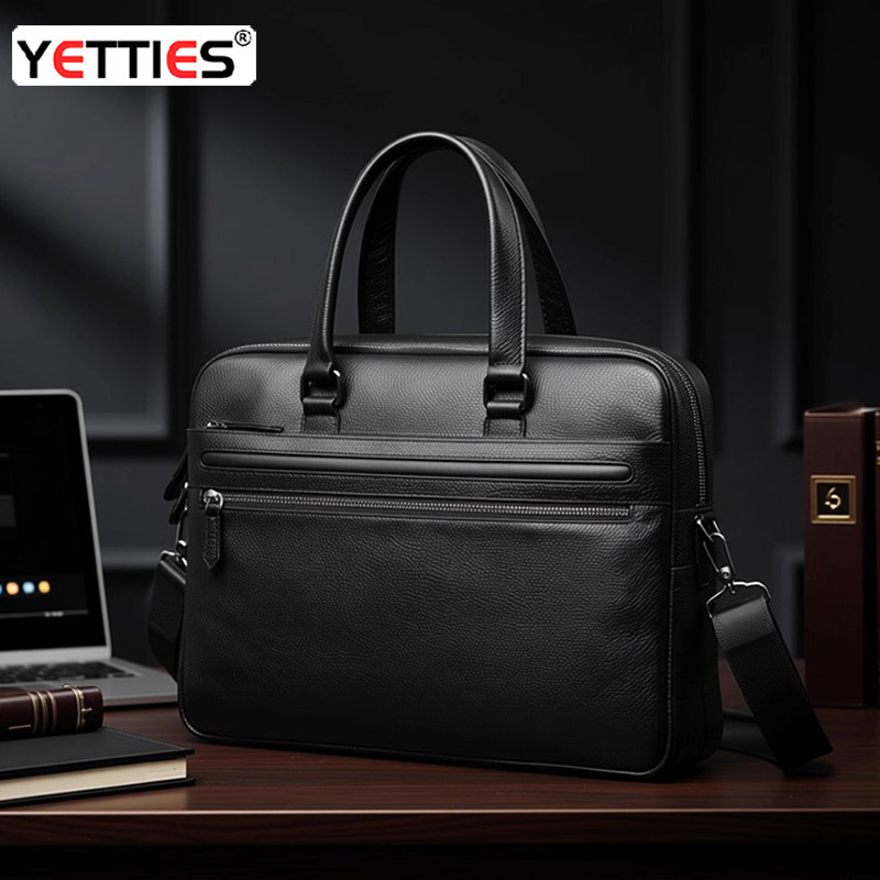 大容量男士真皮手提包牛皮男包双拉链多隔层电脑包商务单肩斜挎包