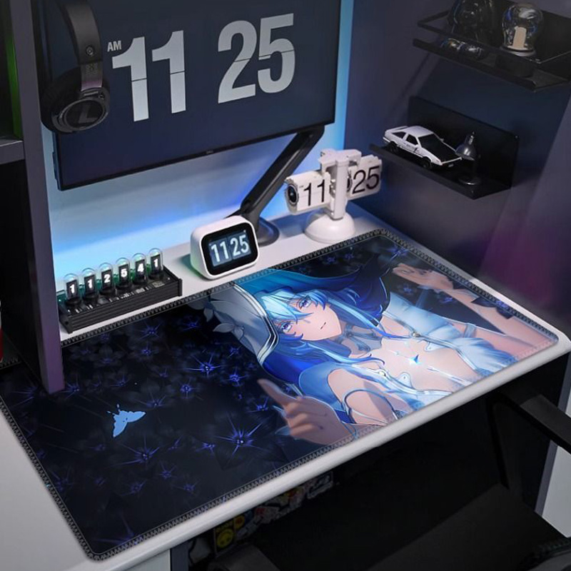 动漫二次元鼠标垫超大号办公电脑桌垫男生电竞游戏键盘滑鼠垫定制